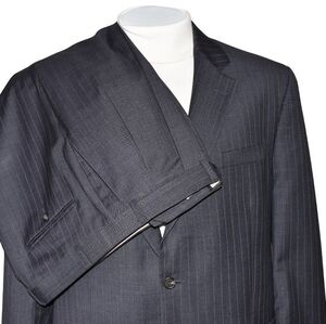 Lauren Ralph Lauren Pinstripe Dark Gray Mens Suit  Blazer Size 46L Pant 38x30